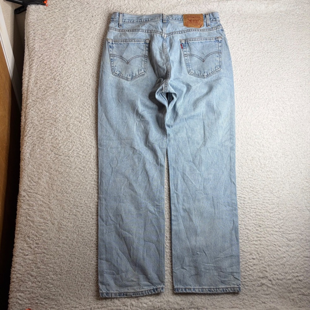 Levis 505 Regular Fit Straight Leg Jeans Light Wash Denim 36x30 (34x30)Mens Blue